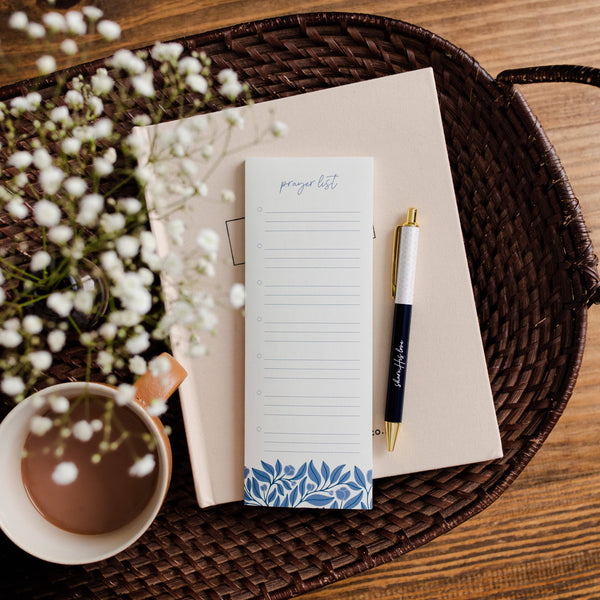The Daily Grace Co - Prayer List Notepad - French Blue Floral