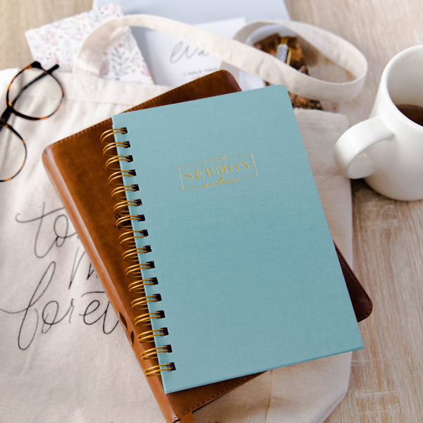 The Daily Grace Co - Sermon Notes Journal - Teal Spiral