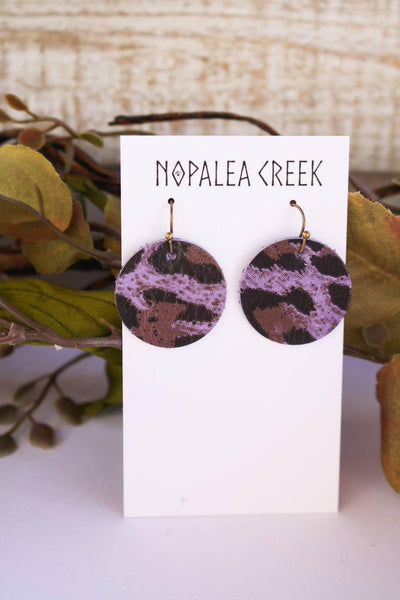 Purple leopard earrings