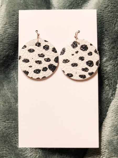 Dalmatian spot leather earrings