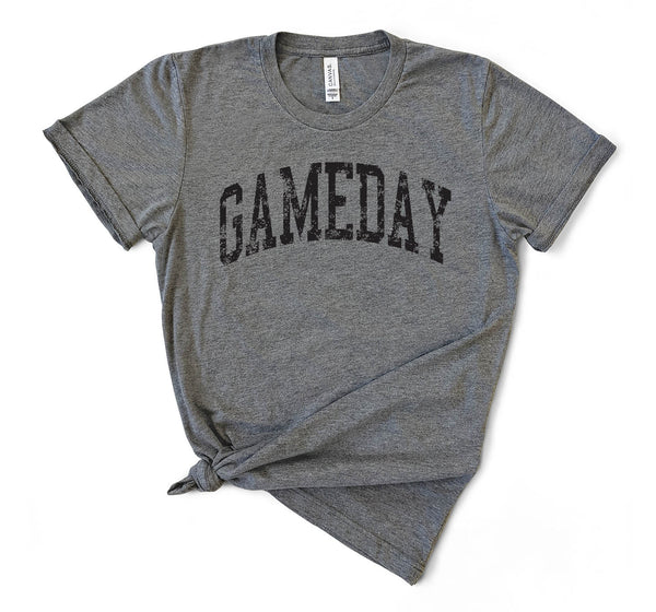 GAMEDAY- grey tee black ink