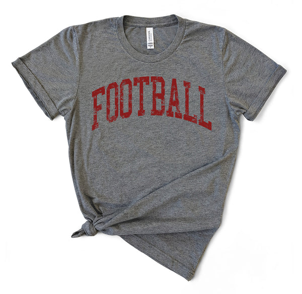 FOOTBALL GREY TEE RED INK