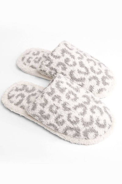 Hana - Leopard Print Fuzzy Microfiber Slipper