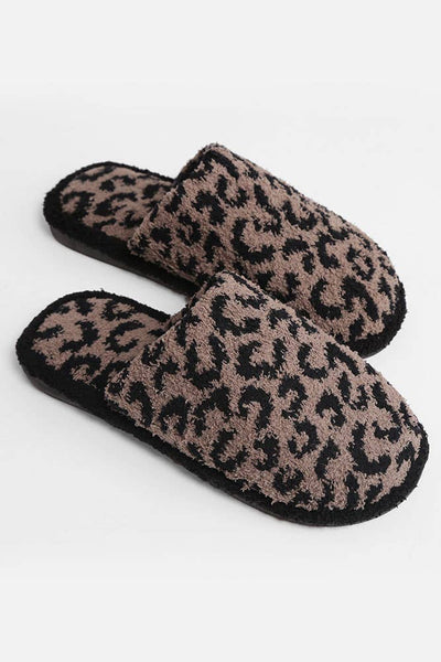 Hana - Leopard Print Fuzzy Microfiber Slipper