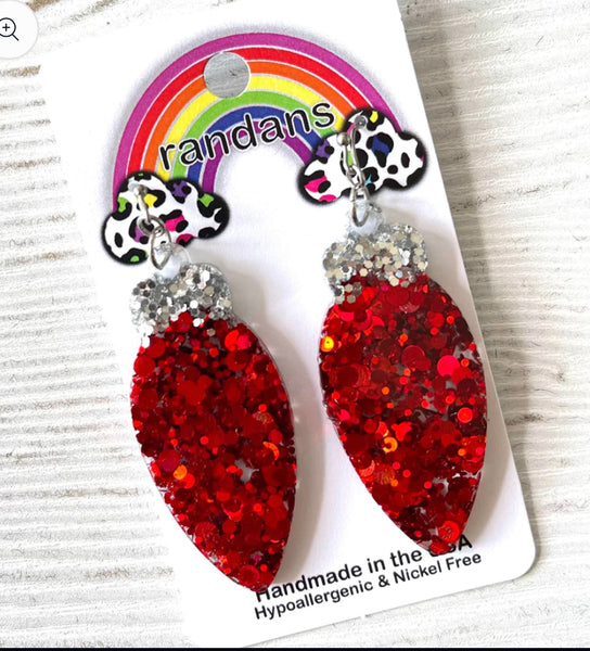 Red lightbulb earrings