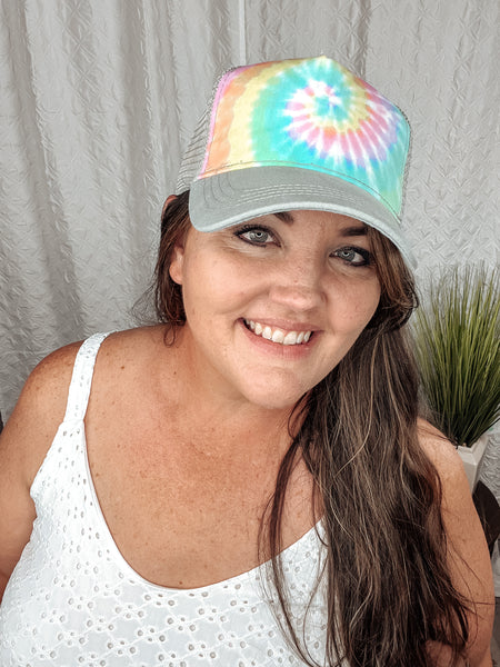 Pastel Tie Dye Trucker Hat