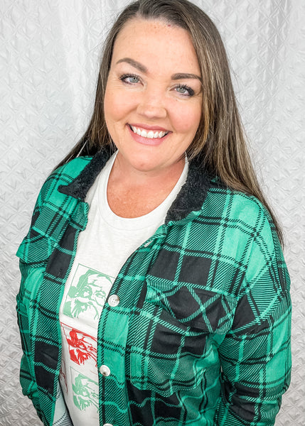 Green Plaid Sherpa