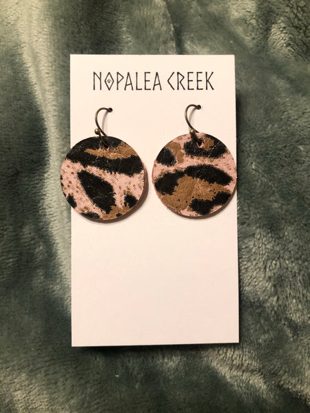 Leopard leather earrings